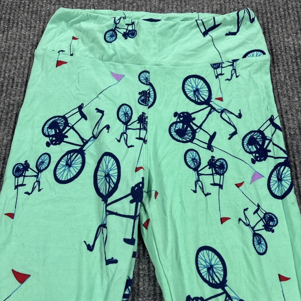 LuLaRoe One Size OS Leggings‎ Mint Green Bicycle Print Soft